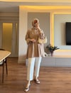 Nervürlü Gömlek Tunik Vizon - GÖMLEK