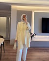 Önü Pilise Detaylı Gömlek Sarı - GÖMLEK