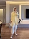 Önü Pilise Detaylı Gömlek Sarı - GÖMLEK