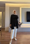 Önü Pilise Detaylı Gömlek Siyah - GÖMLEK
