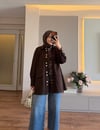 Pamuklu Denim Ceket Kahverengi - DIŞ GİYİM