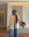 Pamuklu Denim Ceket Krem - DIŞ GİYİM