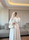 Pastel Pilise Elbise Beyaz - ELBİSE