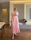 Pastel Yakalı Elbise Pembe - ELBİSE