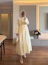 Pastel Yakalı Elbise Sarı - ELBİSE