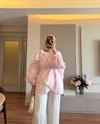 Pelerin Detaylı Kuşaklı Gömlek Pembe - GÖMLEK