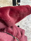 Peluş Dokulu Kemerli Kazak Bordo - TUNİK