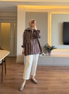 Plaid Pocket İnce Sweat Bordo - SWEAT