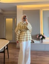 Şal Detaylı Kareli Gömlek Olive - GÖMLEK