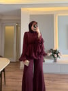 Şifon Volan Takım Bordo - TAKIM