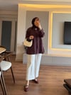 Simli Kalın Çizgili Gömlek Bordo - GÖMLEK