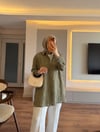 Simli Kalın Çizgili Gömlek Haki - GÖMLEK
