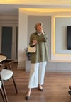 Simli Kalın Çizgili Gömlek Haki - GÖMLEK