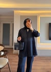 Simli Kalın Çizgili Gömlek Lacivert - GÖMLEK