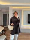 Sıralı Boncuk İşlemeli Gömlek Kahve - GÖMLEK