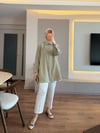 Sıralı Boncuk İşlemeli Gömlek Pastel Yeşili - GÖMLEK