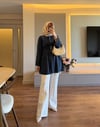 Tokalı Dökümlü Tunik Lacivert - TUNİK