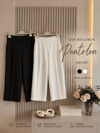 Ütü İzli Bol Paça Pantalon Beyaz - PANTOLON