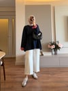Yaka Kol Çizgili Sweat Lacivert - SWEAT