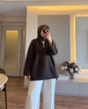 Yarım Fermuarlı Dik Yaka Sweatshırt Kahve - SWEAT