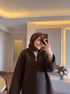 Yarım Fermuarlı Dik Yaka Sweatshırt Kahve - SWEAT