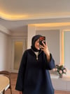 Yarım Fermuarlı Dik Yaka Sweatshırt Lacivert - SWEAT