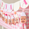 12 Aylık Pembe Pötikare Fotoğraflı Flama Banner