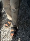 Çift Tokalı Süet Sandalet Terlik