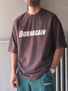 Oversize Born Again Yazılı Yıkamalı T-shirt