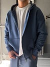 Oversize Fermuarlı Üç İplik Kapşonlu Sweatshirt