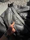 Oversize Nakış Detaylı Deri Mont