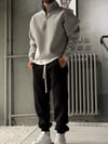 Oversize Şardonlu Yarı Fermuarlı Sweat