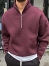 Oversize Şardonlu Yarı Fermuarlı Sweat