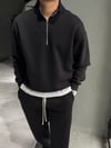 Oversize Şardonlu Yarı Fermuarlı Sweat