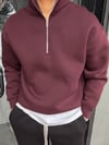 Oversize Şardonlu Yarı Fermuarlı Sweat