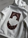 Şardonlu Oversize Nakışlı ve Baskılı Sweatshirt