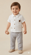 BRY-1063Erkek Bebek Müslin Takım