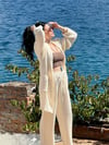HT-00204 Kat Müslin Kumaş Kadın Kapşonlu Ceket Pantolon Takım