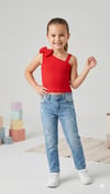 WRG-4342Kız Çocuk Fiyonklu Tek Omuz Crop Badi