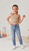 WRG-4342Kız Çocuk Fiyonklu Tek Omuz Crop Badi
