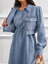 2'li Kot Takım Elbise – Kısa Ceketli Denim Tesettür Elbise