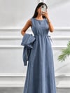 2'li Kot Takım Elbise – Kısa Ceketli Denim Tesettür Elbise