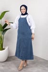 Askılı Denim Uzun Elbise | Rahat Kalıp Tesettür Uyumlu