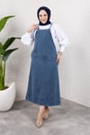Askılı Denim Uzun Elbise | Rahat Kalıp Tesettür Uyumlu