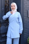 Bağlama Detaylı Kimono Takım Bebe Mavisi