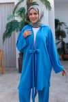 Bağlama Detaylı Kimono Takım Deniz Mavisi 1225