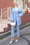 Cep Detaylı Kimono Takım Bebe Mavisi