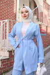 Cep Detaylı Kimono Takım Bebe Mavisi