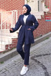 Cep Detaylı Kimono Takım Lacivert