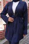Cep Detaylı Kimono Takım Lacivert